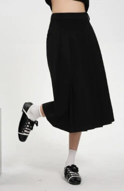 Front Pleated Midi Skirt With Back Slit And Belt Loops -Modern Wear Shop 122709ce52d870c59a3ed2c44b39ab88