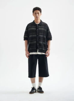 Open Knit Button-Up Shirt With Ribbed Hem -Modern Wear Shop 125ce5f90fb7a00853b6a0c1d2248b29