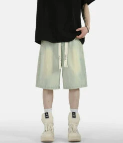 Zipper Detail Knee-Length Faded Denim Shorts -Modern Wear Shop 12a25925ad429c780cdb87ba1284668e