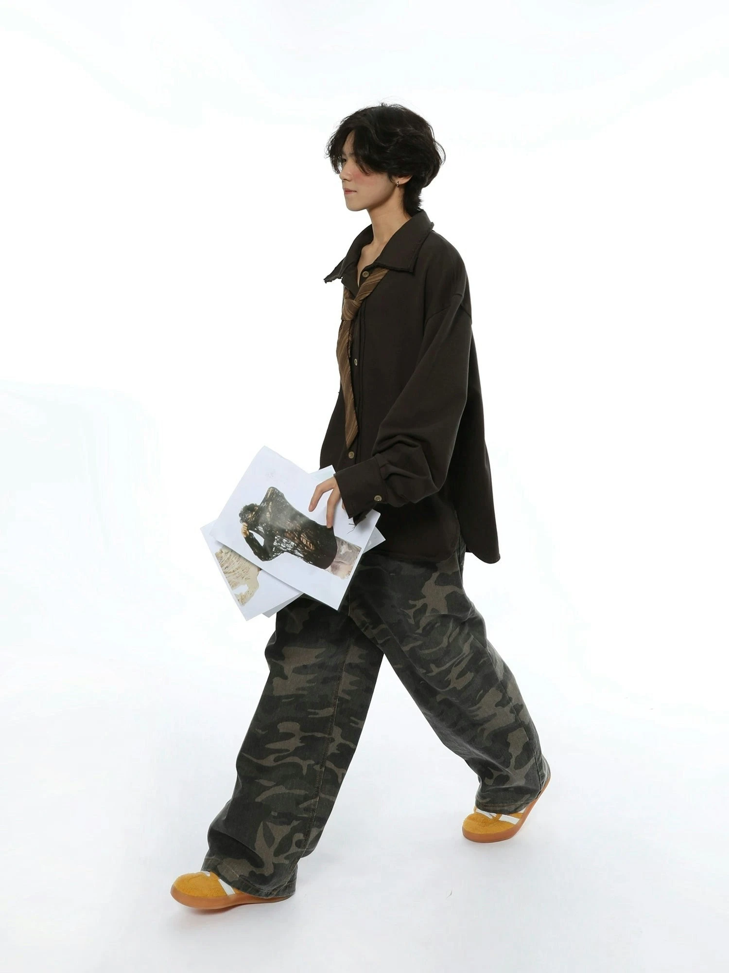 Oversized Raw-Edge Button-Down Shirt 9 Oversized Raw-Edge Button-Down Shirt - Image 9