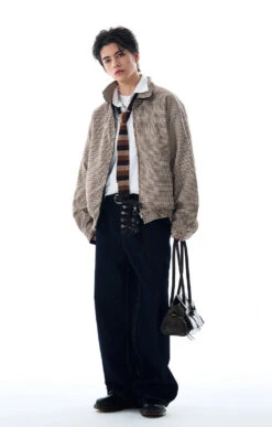 Oversized Houndstooth Reversible Zip Jacket With Elastic Trim 19 Oversized Houndstooth Reversible Zip Jacket With Elastic Trim -Modern Wear Shop 12e4a61c7a9353493f4f5e97538e10be