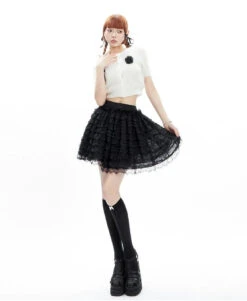 Layered Ruffle Lace Mini Skirt With Elastic Waistband -Modern Wear Shop 13501d770725c01c57dde0ae05f5ac1d