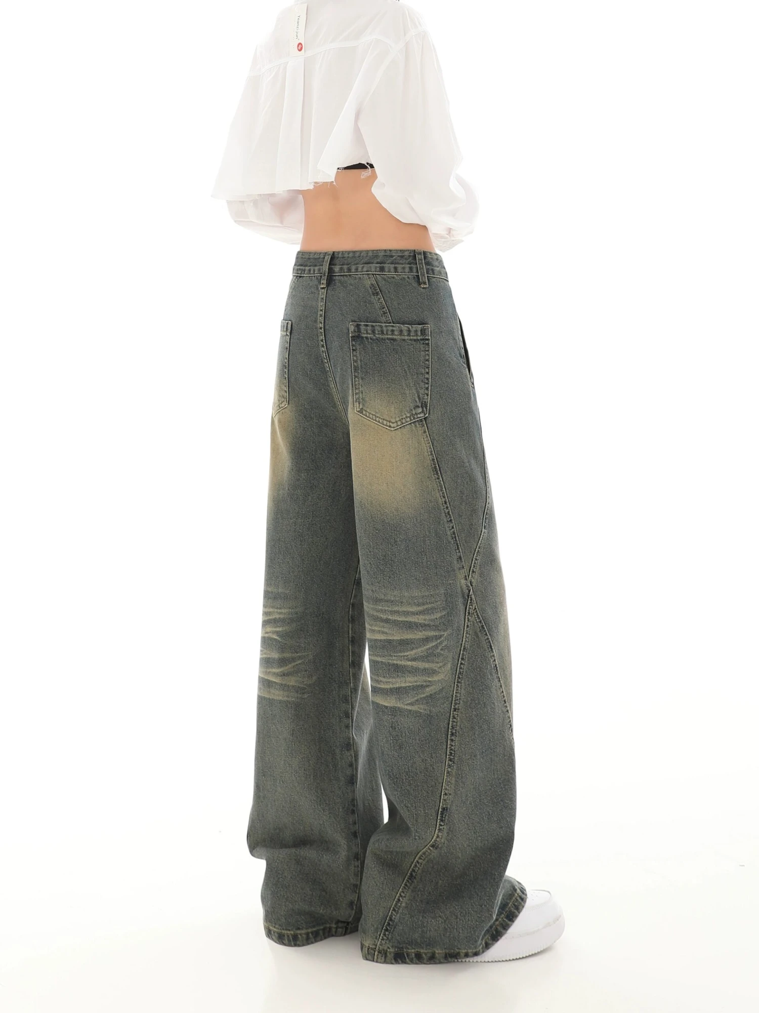 Sandblast Wide-Leg Jeans With Stitch Detail 16 Sandblast Wide-Leg Jeans With Stitch Detail - Image 16