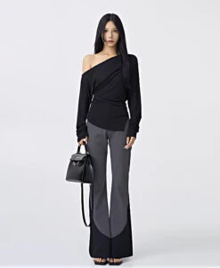 Off-Shoulder Folded Long Sleeve Top -Modern Wear Shop 135e10352558a4824c40b93fc53ba199