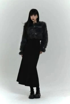 Faux Fur Cropped Coat With Leather Straps -Modern Wear Shop 1371e1190eae5b24295834a488a09358