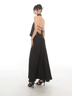 Backless Halter Neck Top And Flare Maxi Skirt Two-Piece Set -Modern Wear Shop 13a9c362f5a5876db507245567f27ff6