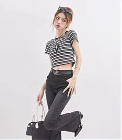 Stripe Star Patchwork Cropped Tee -Modern Wear Shop 13d68a7c76ed527572faf5125383e935
