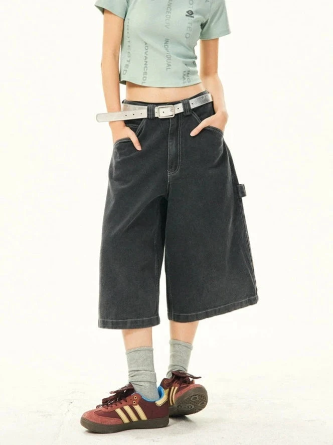 Wide Leg Bermuda Denim Shorts With Side Loop 3 Wide Leg Bermuda Denim Shorts With Side Loop - Image 3