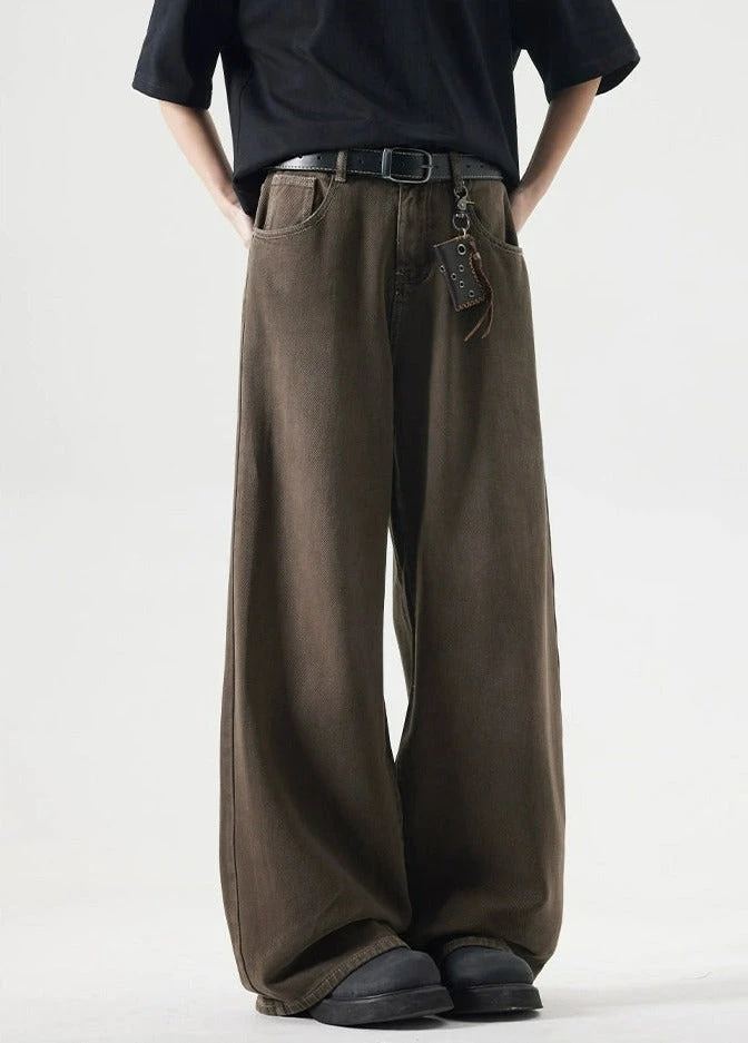 Wide-Leg Burnt Sand-Faded Denim Jeans 2 Wide-Leg Burnt Sand-Faded Denim Jeans - Image 2