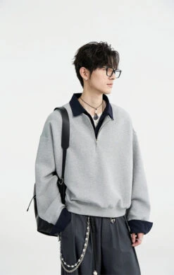 Half Zip Mock Two-Piece Layered Pullover Sweatshirt -Modern Wear Shop 1452d725e138157a990c78892780e529