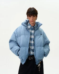 Checker Stand Collar Drop Shoulder Puffer Jacket -Modern Wear Shop 145b403054869448dd406ace08950576