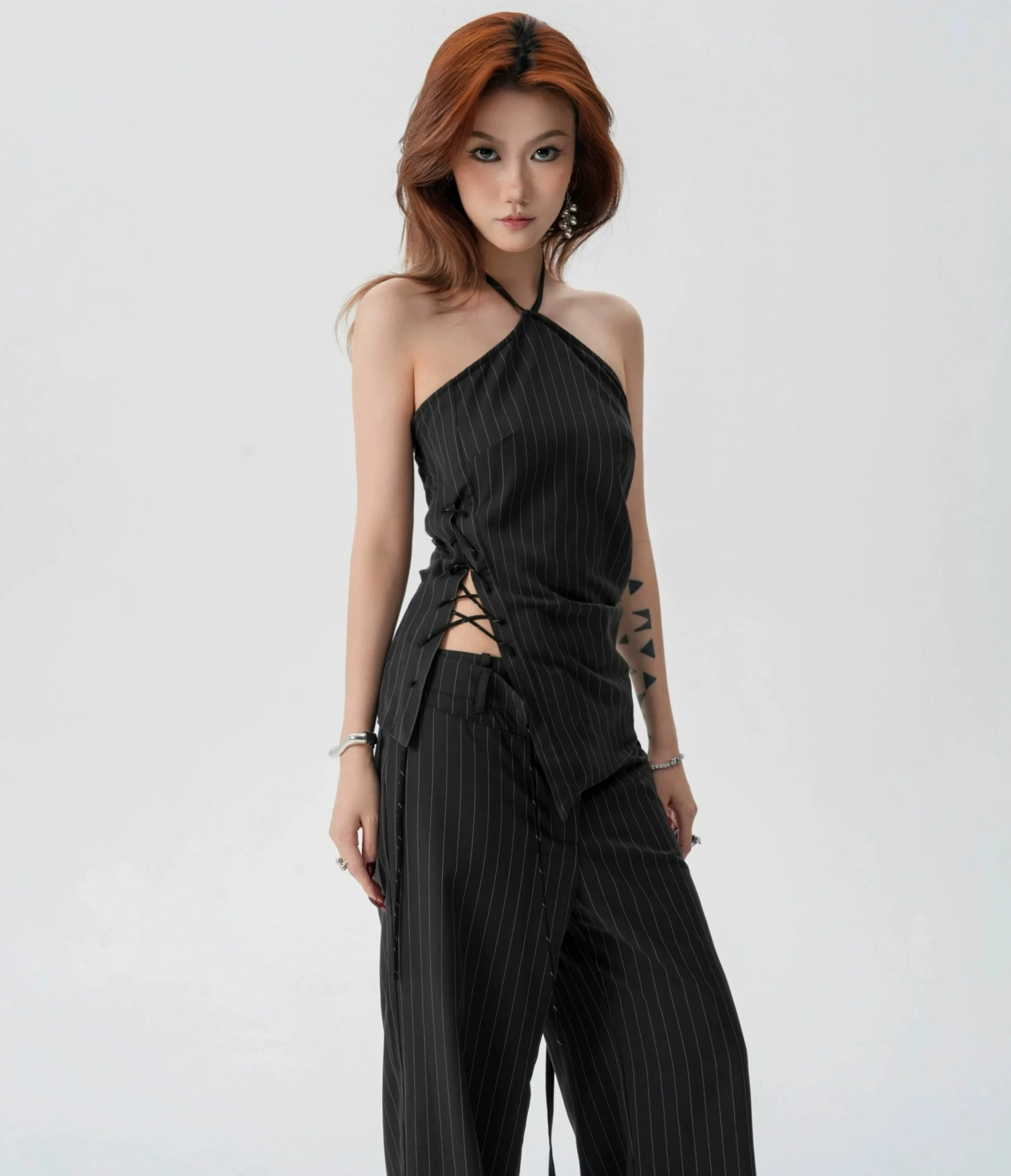 Striped Halter Top And Wide Leg Pants Set 5 Striped Halter Top And Wide Leg Pants Set - Image 5