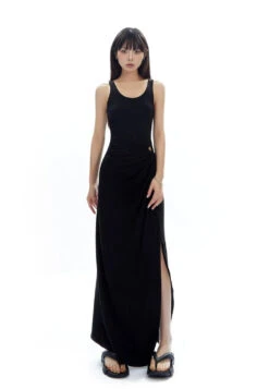 Sleeveless Scoop Neck Maxi Dress With Side Slit And Cut-Out Detail -Modern Wear Shop 15056418f03834b81083785a83a904e0