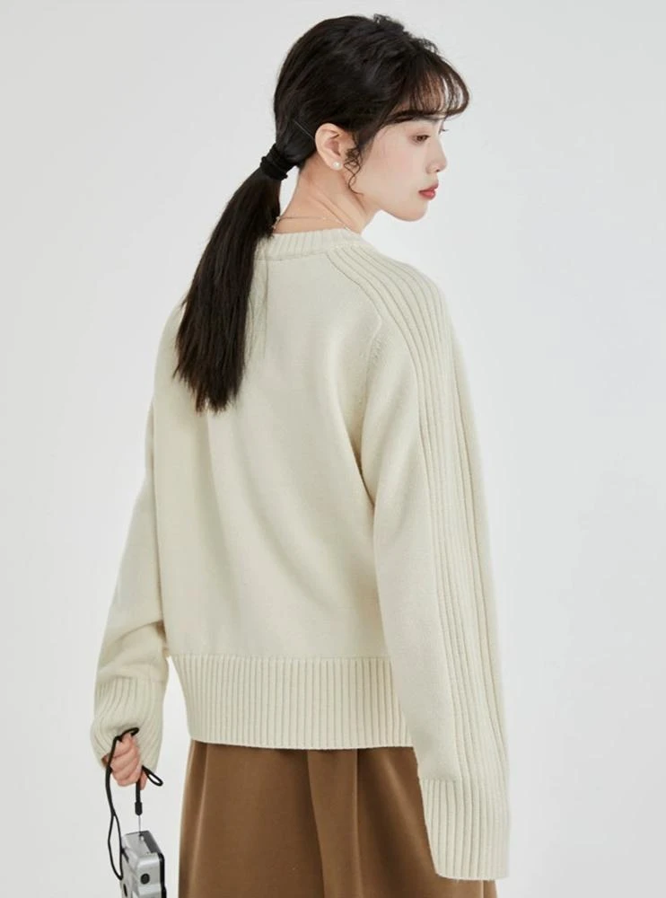Ribbed Sleeve-Detail Crew Neck Sweater 6 Ribbed Sleeve-Detail Crew Neck Sweater - Image 6