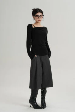 Asymmetric Single-Strap Off-Shoulder Long Sleeve Top -Modern Wear Shop 1580ff0447ef6dbf2aca7939c969ad57
