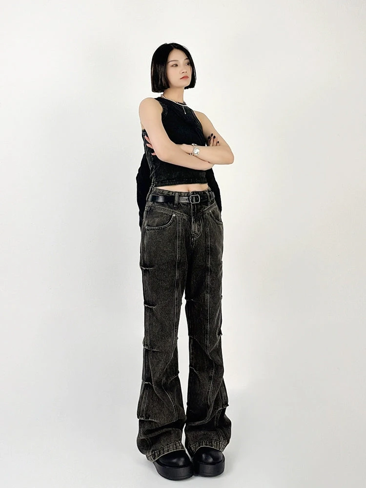 Wide Leg Denim Jeans With Contrast Stitching 10 Wide Leg Denim Jeans With Contrast Stitching - Image 10