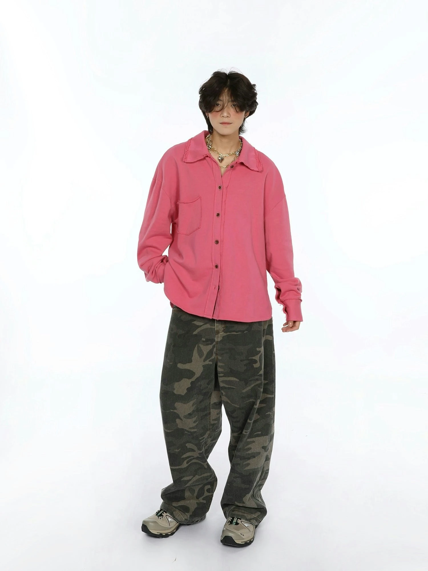 Oversized Raw-Edge Button-Down Shirt 5 Oversized Raw-Edge Button-Down Shirt - Image 5