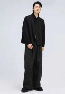 Structured Stand Collar Single Button Jacket With Pockets -Modern Wear Shop 15e2c79f5792bad1a2619b6cb17ce916