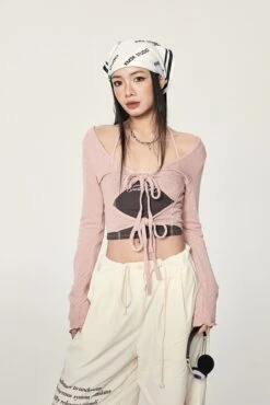 Long Sleeve Crop Top With Lace-Up Detail 38 Long Sleeve Crop Top With Lace-Up Detail -Modern Wear Shop 160fcb60d5283f2da9fb8172eac43926
