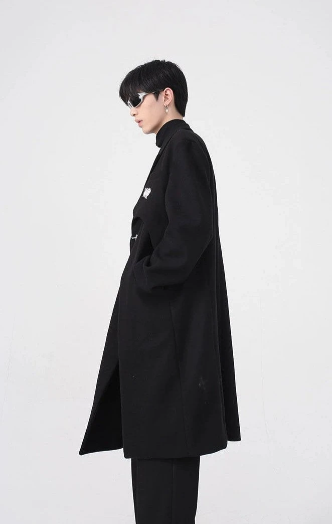 Asymmetric Oversized Faux-Woolen Coat With Metal Buckle 4 Asymmetric Oversized Faux-Woolen Coat With Metal Buckle - Image 4