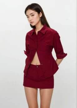 Button-Up 3/4 Sleeve Shirt And Mini Skirt Two-Piece Set -Modern Wear Shop 162696dbfc88159da6c40431dd518624 dfbd420d d6bc 43a3 afde 5230dae4ab5b