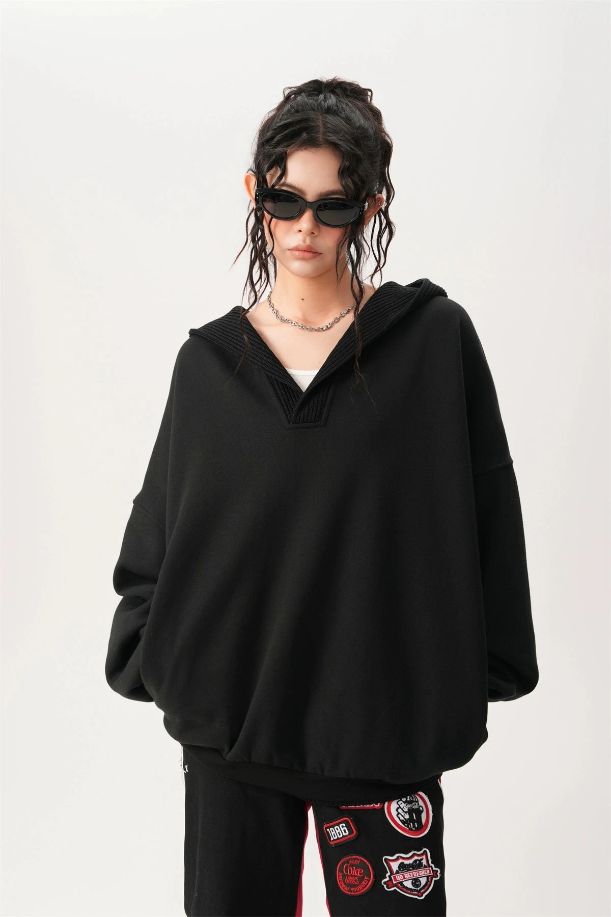 Oversized Knit Ribbed Heathered Hoodie 13 Oversized Knit Ribbed Heathered Hoodie - Image 13
