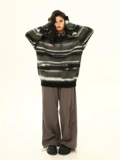 Striped Oversized Drop Shoulder Fuzzy Sweater -Modern Wear Shop 168b06fd7d1cfe14b3a79ddff5673827