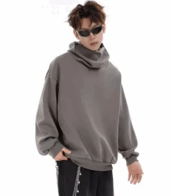 Oversized Drop Shoulder Funnel-Neck Pullover -Modern Wear Shop 1732452988205