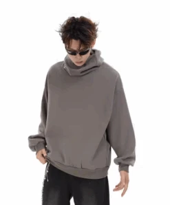 Oversized Drop Shoulder Funnel-Neck Pullover -Modern Wear Shop 1732452988223