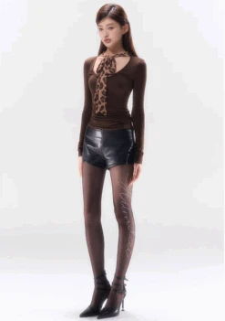 Slim Long Sleeve Top With Bow Pattern Detail 24 Slim Long Sleeve Top With Bow Pattern Detail -Modern Wear Shop 1732870664726