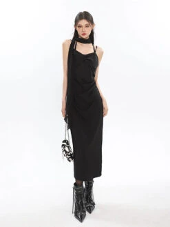Slim Draped Neckline Sleeveless Maxi Dress -Modern Wear Shop 17446c62c4aa41d9547e3ca260e1e7b1