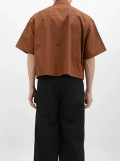 Oversized Short Sleeve Mid-Crop Shirt With Chest Pocket Detail -Modern Wear Shop 1772a85fa7b99e046c71bf895cc6f858