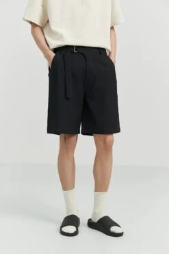 Pleated Tailored Bermuda Shorts With Belt Detail -Modern Wear Shop 17e0dbac4d5f25db16fa8b0680d25a42
