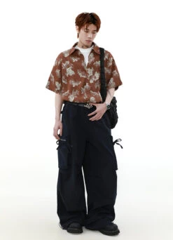 Leaf Print Textured Short Sleeve Button Shirt -Modern Wear Shop 1832f7e5ab16f7fd2140f26ac2a3b6e2