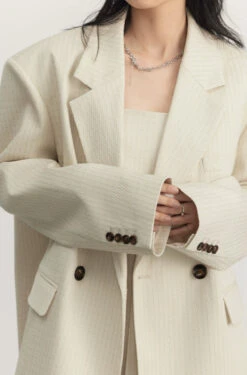 Pinstripe Texture Oversized Blazer And Pleated Dress Set -Modern Wear Shop 1837592dbede0c2d636d99df9a32fe2c
