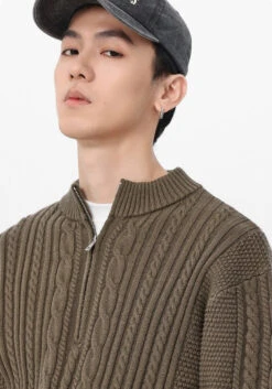 Cable Knit Zip-Up Mock Neck Sweater -Modern Wear Shop 189b84ed5a72ad042e5e04ec5bac5657