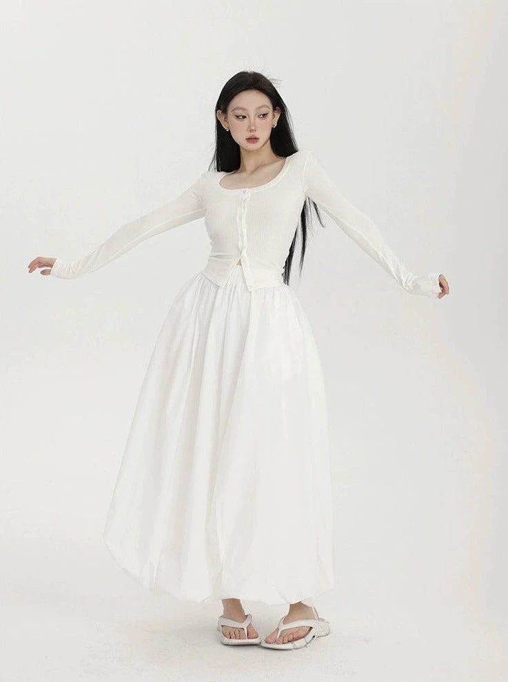 High-Waisted Balloon Maxi Skirt With Pockets 6 High-Waisted Balloon Maxi Skirt With Pockets - Image 6