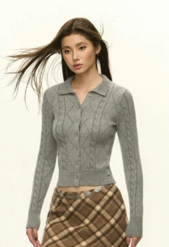 Ribbed Trim Cable Knit Skinny Cardigan 31 Ribbed Trim Cable Knit Skinny Cardigan -Modern Wear Shop 190deab084598aa73beac00ecac6584a