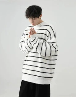 Stripe Oversized Drop Shoulder Knit Sweatshirt 24 Stripe Oversized Drop Shoulder Knit Sweatshirt -Modern Wear Shop 19211174691de1a9b10e28261782fe28 4196fe27 5c4f 4f53 896a 72b79cc540e9