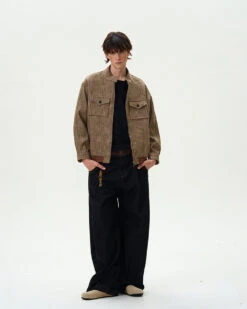 Houndstooth Pattern Zip Jacket With Chest Pockets -Modern Wear Shop 1972aca230673b16e7d67b3ea2a81fc2