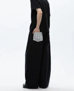 Wide Leg Pants With Contrast Stripe Waistband And Back Pocket Detail -Modern Wear Shop 199239665a7ee85d4251245b0e17aa01