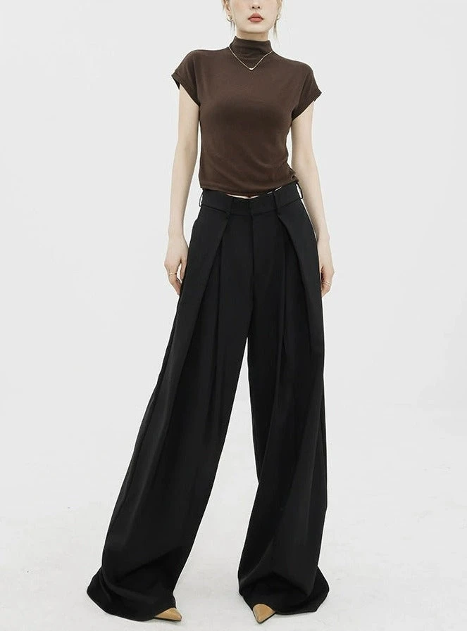 Wide Leg Criss-Cross Pleated Palazzo Trousers 13 Wide Leg Criss-Cross Pleated Palazzo Trousers - Image 13