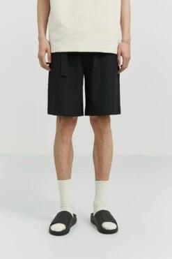 Pleated Tailored Bermuda Shorts With Belt Detail -Modern Wear Shop 19c44437f28c9a768e5378d486189bda