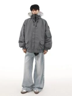 Oversized Parka Jacket With Removable Faux Fur Hood Trim -Modern Wear Shop 1a08661e405dc89554c7ee7493bcb031