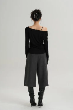 Asymmetric Single-Strap Off-Shoulder Long Sleeve Top -Modern Wear Shop 1a245b1bf4de1346b385fbf26e54f11b