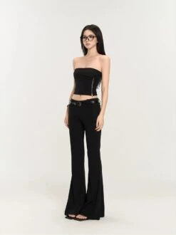 Slim Flared High-Waist Pants -Modern Wear Shop 1a6627f9bf63c30348e14e98b053419e