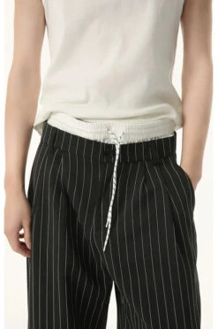 Mock Two-Piece Pinstripe Wide Leg Trousers With Elastic Waist -Modern Wear Shop 1a89d84a9e372f94ee6a0b8349ff1658