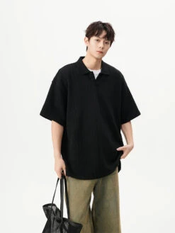 Textured Knit Short Sleeve Polo Shirt 22 Textured Knit Short Sleeve Polo Shirt -Modern Wear Shop 1a9eecf234ffbebeb55996f00a02e0df