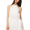 Sleeveless Halter Ruched Neck Gathered Waist Tent Dress