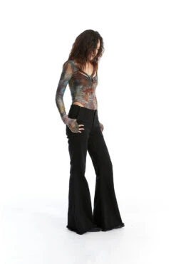 Abstract Print Long Sleeve V-Neck Bodysuit Top -Modern Wear Shop 1ac2c9204cc833a7d03bd81af8a0156e